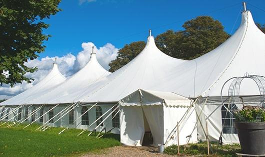 high-quality portable restrooms stationed at a wedding, meeting the needs of guests throughout the outdoor reception in Furlong PA